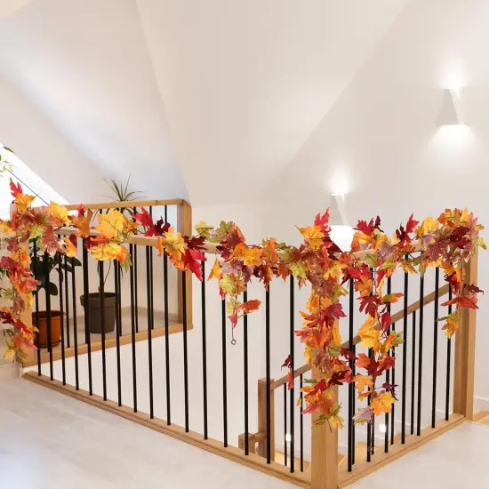 7 Pack Fall Garland Maple Leaves - 6Ft/Piece (Colorful B) {4}