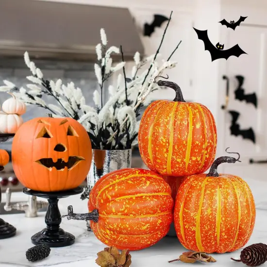 4PCS Big Orange Pumpkins for Table Display {3}