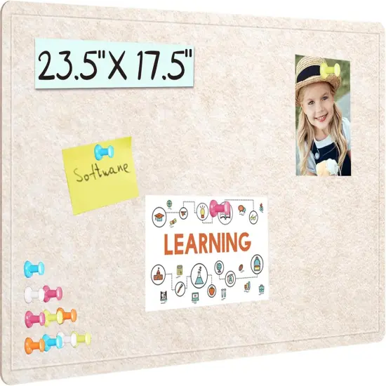 23.5 X 17.5 inches Cork Board with 20 Pushpin(Oatmeal) {1}