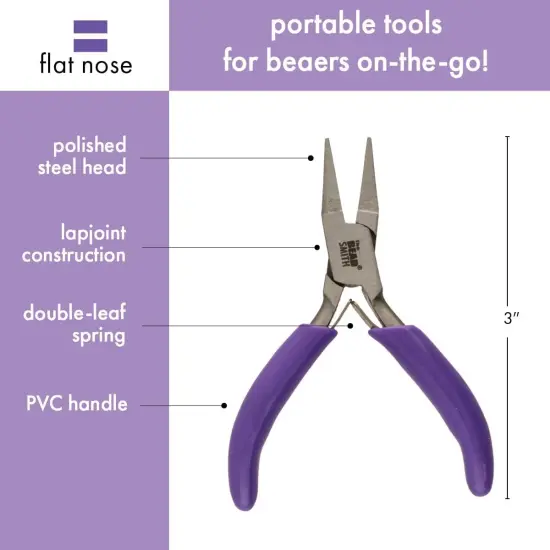 The Beadsmith Mini Series Chain Nose Plier &ndash; Create Loops and Bends in Wire and Metal, Purple Comfort Grip Handle, Single Leaf Spring, Polished Steel Head &ndash; Tools for Jewelry Making {3}