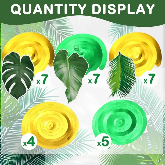 51 Pcs Hawaiian Luau Party Palm Leaves Swirl Decorations Green Palm Leaves Hanging Decoration Ceiling Tropical Safari Jungle Party Decor for Summer Beach Baby Shower Birthday Supplies {3}