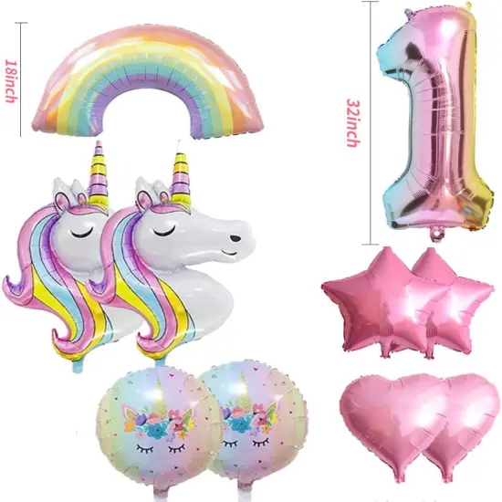 Unicorn Balloons Unicorn Birthday Party Decorations for Girls Foil Balloons Set Macaron and Rainbow Balloon Wedding Baby Shower Party Supplie (number 1) {4}