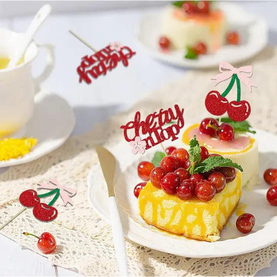 24 Pack Cherry On Top Cupcake Toppers {4}