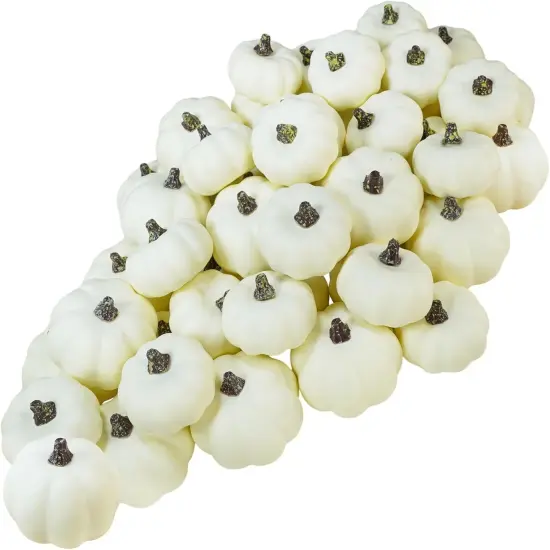 48 Pcs Fall White Fake Pumpkins Tabletop Display {1}