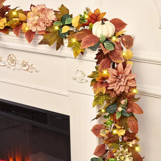 6 FT Fall Garland with Lights - 1 Pcs {2}