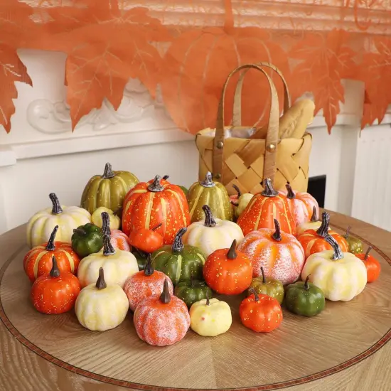 46 Pcs Assorted Artificial Pumpkins for Table Centerpiece {4}