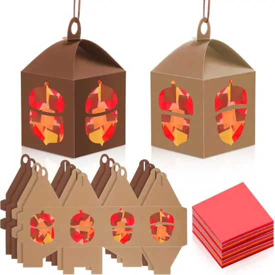 16 Sets Acorn Tissue Sign Crafts Kit Fall Tissue Paper Lanterns {1}