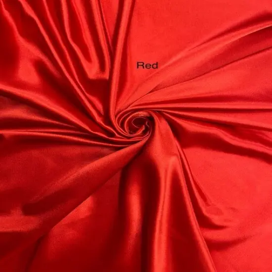 1 Yard Red Crepe Satin Fabric Shiny Smooth Dressmaking Material For Sewing Projects 58&Prime; Width {1}