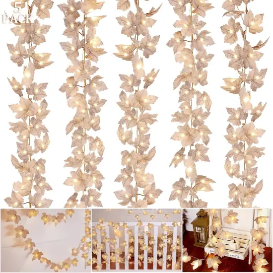 5 Pack Fall Decor Maple Leaf String Lights - Total 32.5 Ft Fall Leaf {1}