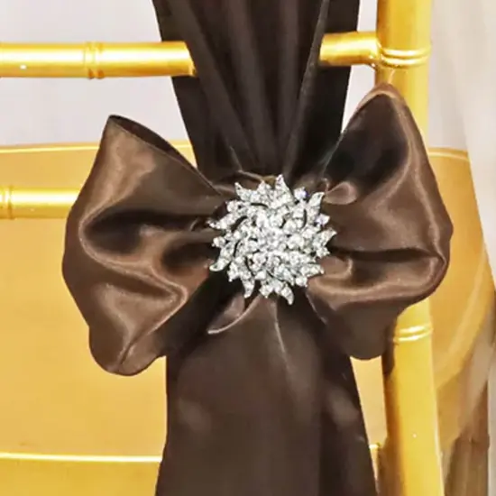 10 Pieces Chocolate Satin Chair Sashes 8"x108" Rich Brown Decor Wraps {3}