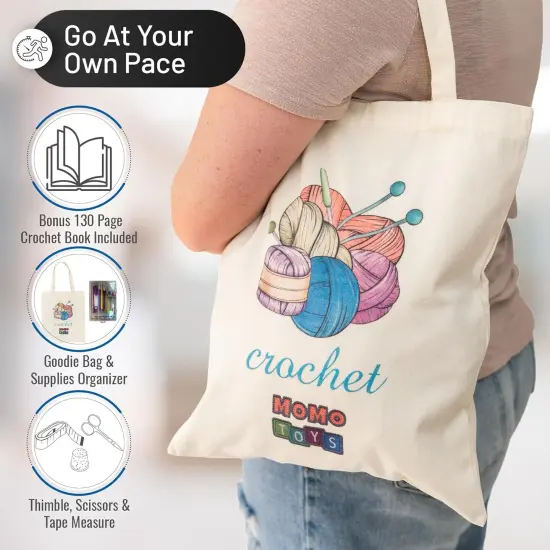 Beginner Crochet Kit - 58 PCS Starter Set - 15 Yarn Skeins & Multicolor Goodie Bag (Medium) {3}