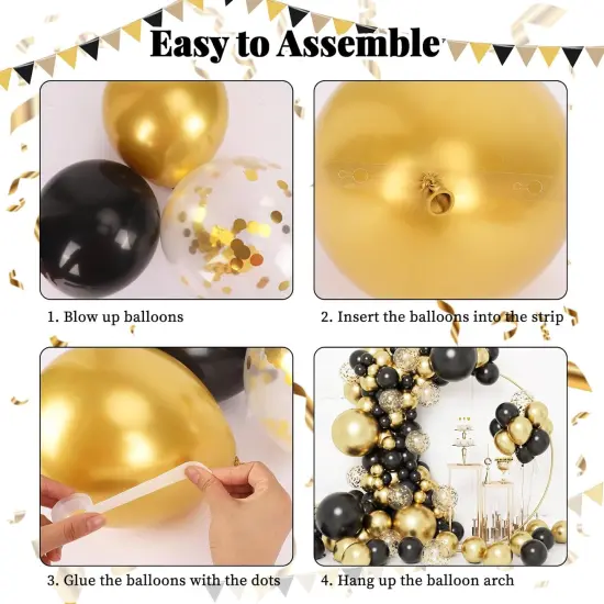 130pcs Black and Gold Party Balloons {4}