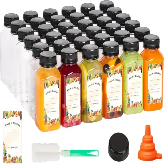 12pcs 8oz Plastic Juice Bottles with Caps, Clear Empty Reusable Water Bottles {1}