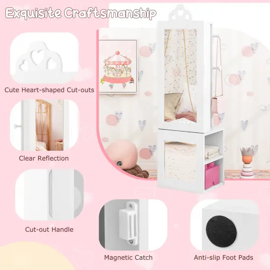 MDF Wood Kids Vanity Set with Mirror, Stool and Jewelry Cabinet White {6}