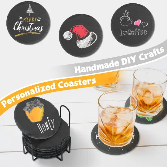 Black Slate Coasters for Drinks - Set of 6 {3}