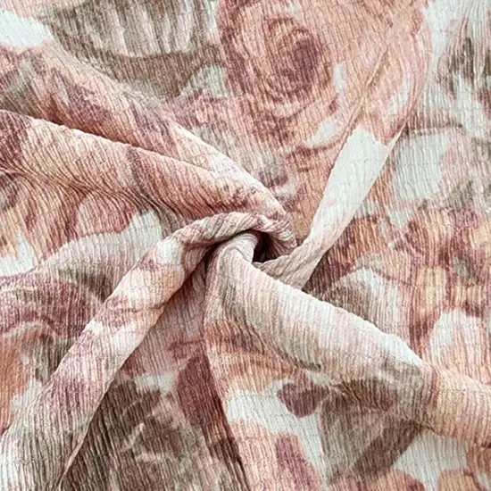 1 Yard Poly Bubble Stretch Fabric Coral 58/60" Wide Lightweight Woven with One-Way Stretch {1}