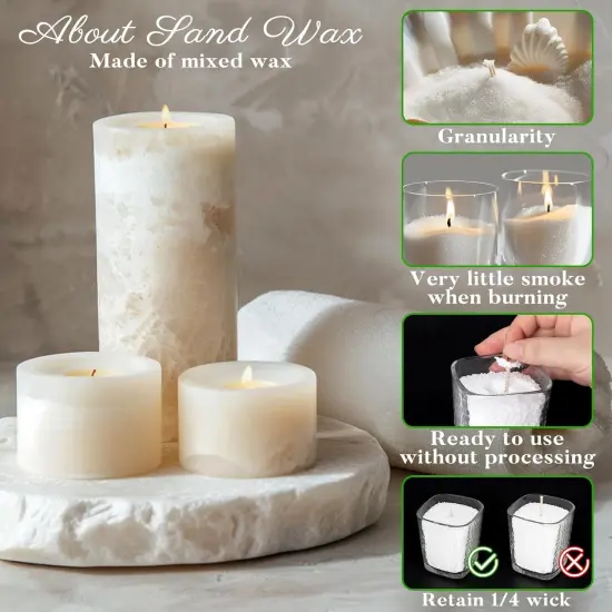 Snow Pearled-Candles with Wicks - White DIY Candle Sand {4}