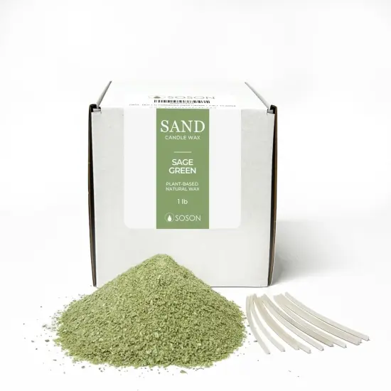 Green Unscented Sand Candles with Wicks {1}