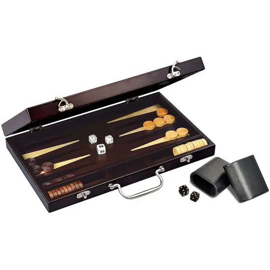 Merchant Ambassador Craftsman Deluxe Wood Backgammon Game Set {4}