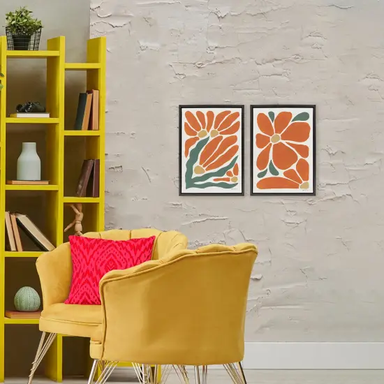 Stupell Industries Midcentury Flower Abstracts 2pc Floating Frame Set, design by Yvette St. Amant {2}