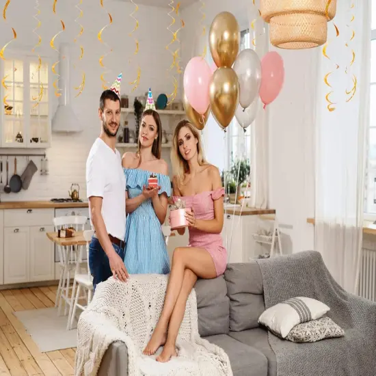 30 pcs Gold Hanging Swirl Party Decorations {3}