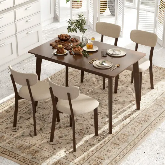 Brown Rubber Wood Dining Table with MDF Top, Sturdy, Spacious and Versatile {3}