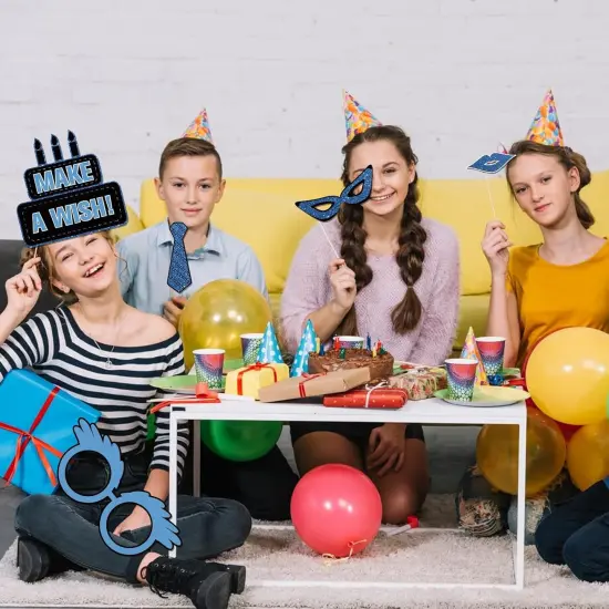 30 Pcs Blue Boys Men Birthday Photo Booth Props Kit {5}