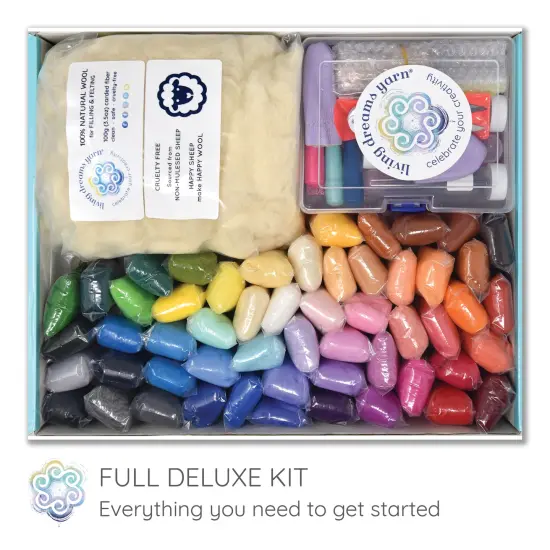 Extra Large Needle Felting Starter Kit Includes 54 Premium Wool Colors, 100G Core Wool, 50 Needles and Tools, Text and Video Guide. Craft Kit for Beginners, Kids and Adults {2}