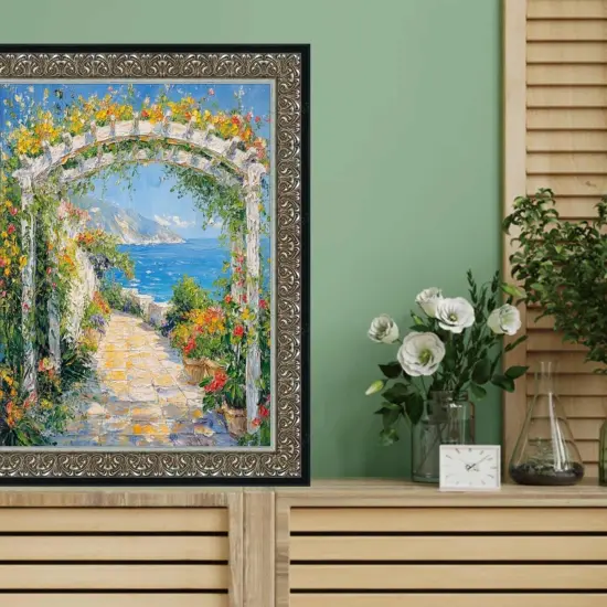 Floral Antique Silver With Black Lip Picture Frame 12x36 frame {5}