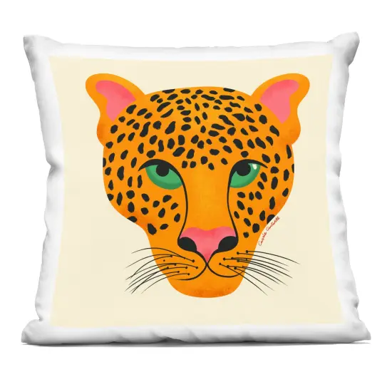 Stupell Industries Modern Leopard Wildlife Face Decorative Printed Pillow design by Carrie Cantwell, 18 x 7 x 18 {1}