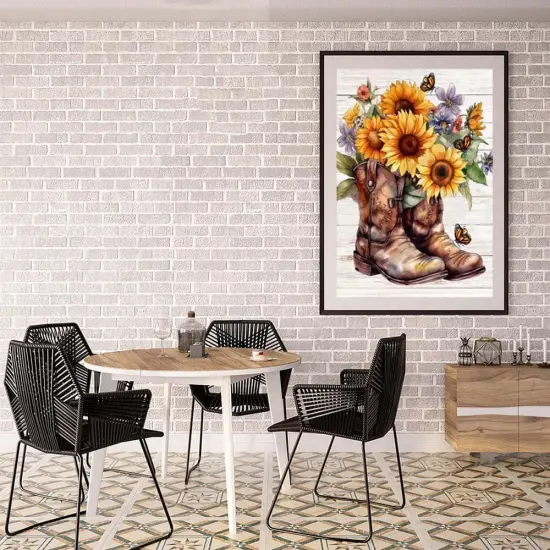 Boot Diamond Painting Kits for Adults,5D Butterfly Sunflower Flowers Diamond Art Kits for Beginners,DIY Full Drill Diamond Gem Art with Painting Kits for Home Wall Decor 12 x 16 Inch {4}