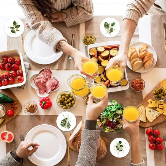 6 Pcs Green Plants Absorbent Ceramic Coasters with Cork Base {5}