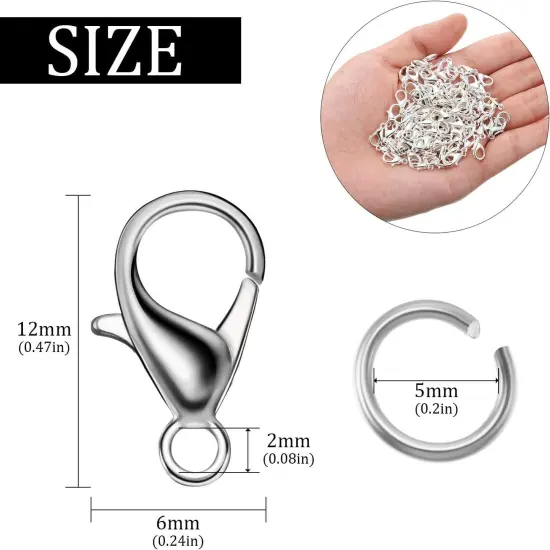 300 Pcs Lobster Claw Clasps and Open Jump Rings Set Alloy Jewelry Findings Kit {4}