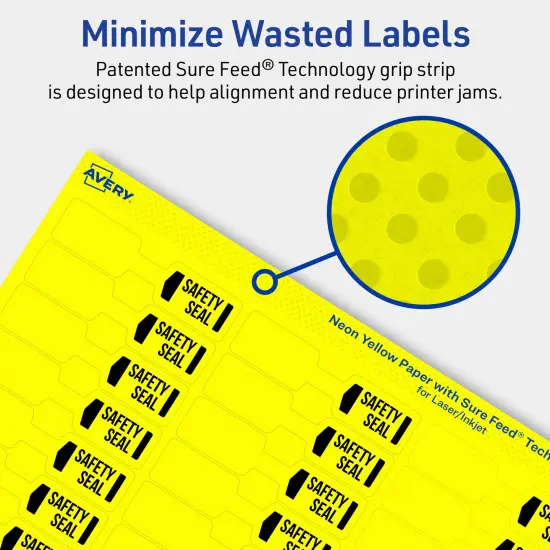 Avery Neon Yellow Paper Labels, 0.5" x 2.5" Barbell {4}