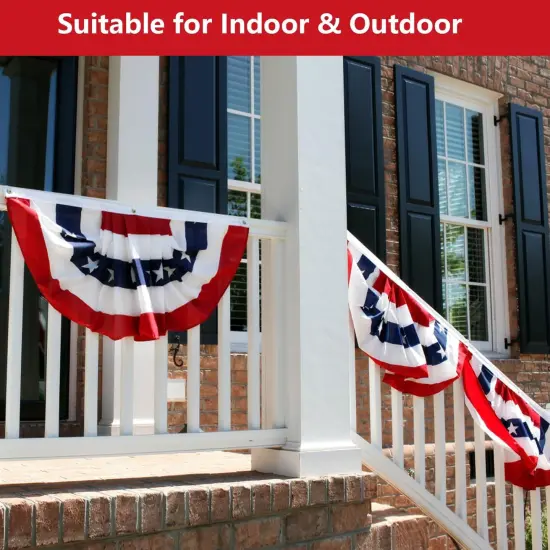 1.5 x3 Ft USA Pleated Fan Flag, American Patriotic Flag Bunting for Outside, Bunting Flags Outdoor Indoor for 4th of July Decorations (Set of 10) {4}