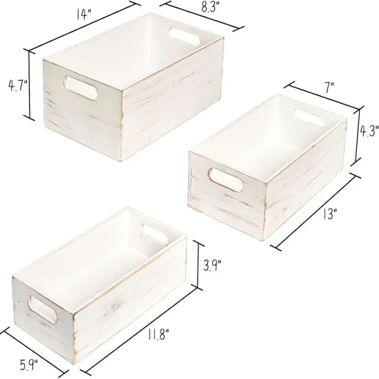 Set of 3 Small Wooden Crates for Display and Organizing {5}