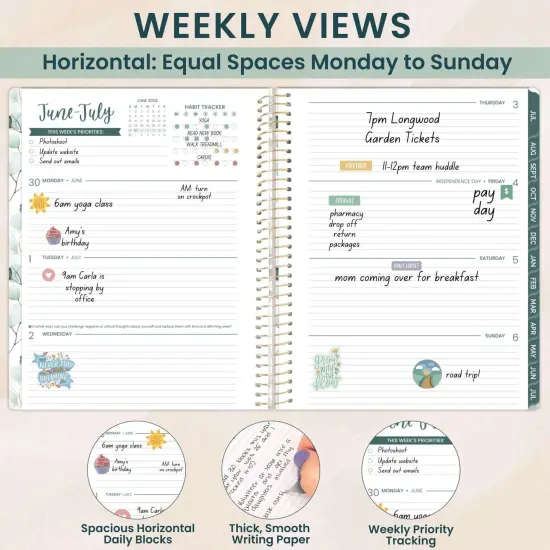 bloom daily planners 2025-26 Academic Planner, Soft Cover, 8.5" x 11",Boho Greenery {4}