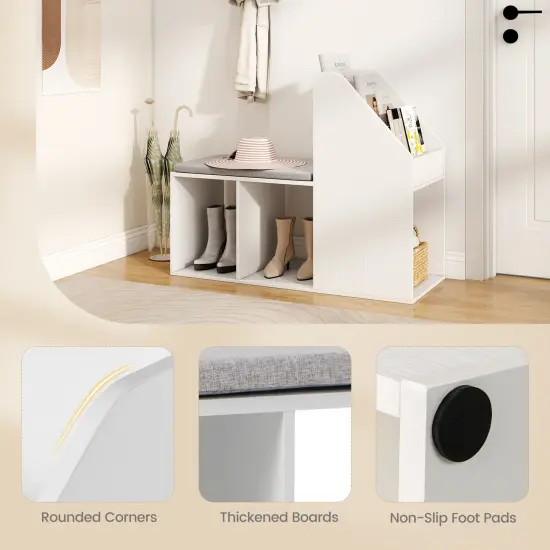 Modern Entryway Shoe Storage Bench with Cushion &ndash; 6 Cubbies {6}