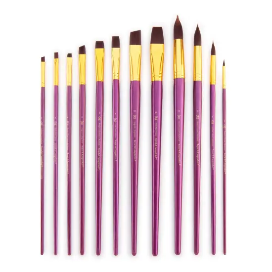 RSET-9315 | 12pc Burgundy Taklon Long Handle Variety Brush Set {2}