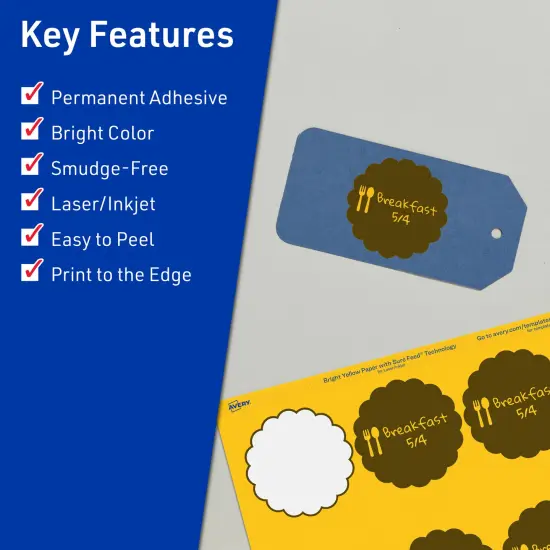 Avery Bright Yellow Paper Labels, 2.5" Diameter Round Scalloped {2}