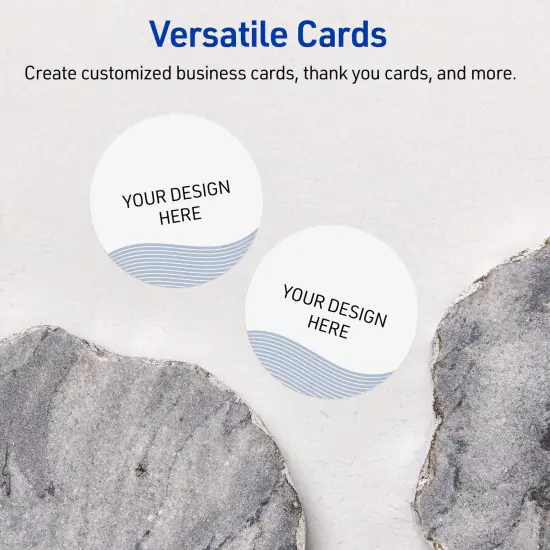 Avery Printable Round Business Cards with Sure Feed Technology, Pre-Printed Colorful Design, Matte White, 2" Diameter, Laser & Inkjet Compatible, 120 Total, Great for Branding, Marketing, and Events {6}