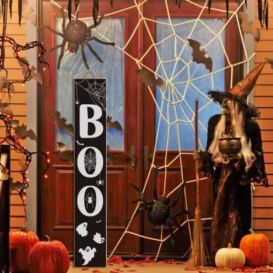 Halloween Porch Boo Sign for Front Door (	Black-BOO) {3}
