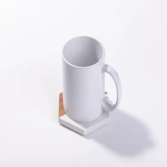 Craft Express 4 Pack Engravable Hexagonal Marble and Wood Coasters &ndash; 4" Laser-Ready {3}