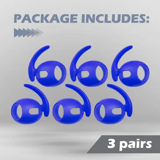 Insten 3 Pairs Ear Hooks Compatible with AirPods 1 & 2 Earbuds, Anti-Lost EarHooks Accessories, Comfortable Soft Silicone Covers, with Storage Box (Not Fit in Charging Case) Blue {6}
