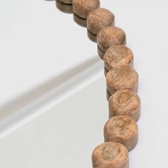 Decorative Wall Mirror with Wood Bead Design Frame - 32" {5}