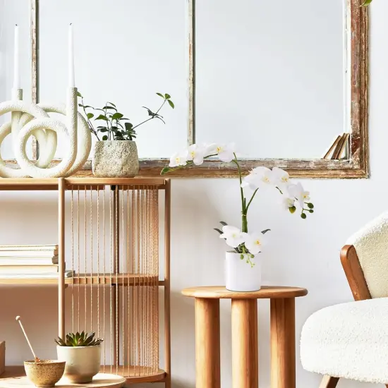 Fake Orchid Butterfly Orchid Bonsai 15 Inch White Artificial Flowers Realistic Plastic Flower Fake Flowers for Home Table and Cabinet Decoration Party and Wedding Decor Flowers Artificial Orchid {2}