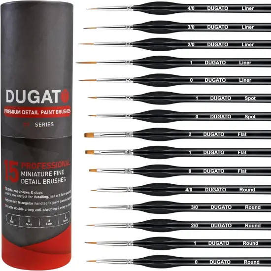 Detail Paint Brush Set, 15pcs Fine Miniature Paint Brushes Kit with Ergonomic Triangular Handle, Holder and Travel Bag, Perfect for Acrylic, Oil, Watercolor, Art, Scale, Model, Face, Paint by Numbers {1}