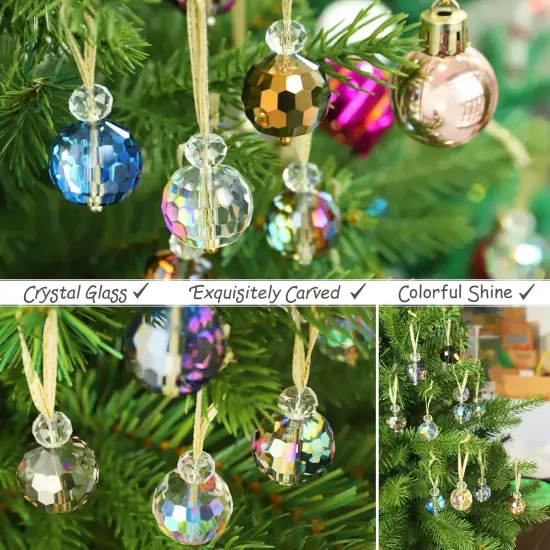 12 Pcs Multicolor Crystal Glass Christmas Balls Ornaments {4}