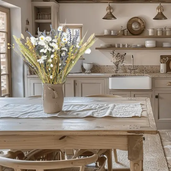 Dried Flowers Bouquet Dried Daisy Flowers Natural Lavender Bundles Dried Gerber Daisies Flowers Bunny Tails Wheat Stalks Floral Arrangements {2}