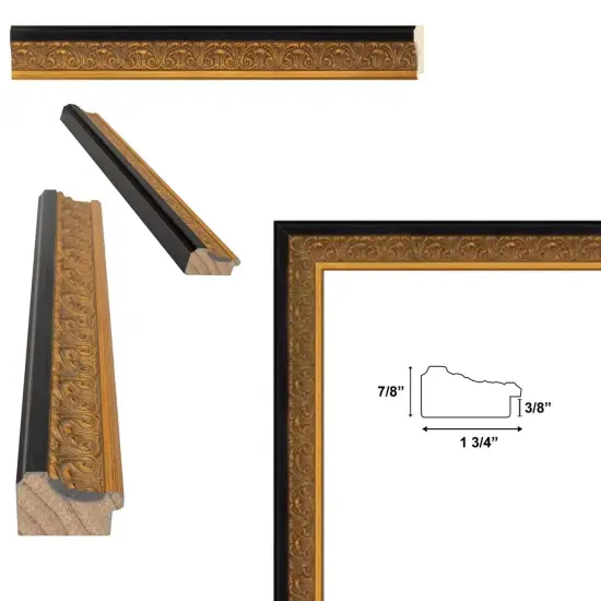 Antique Floral Gold With Black Lip Picture Frame 12x20 frame {3}